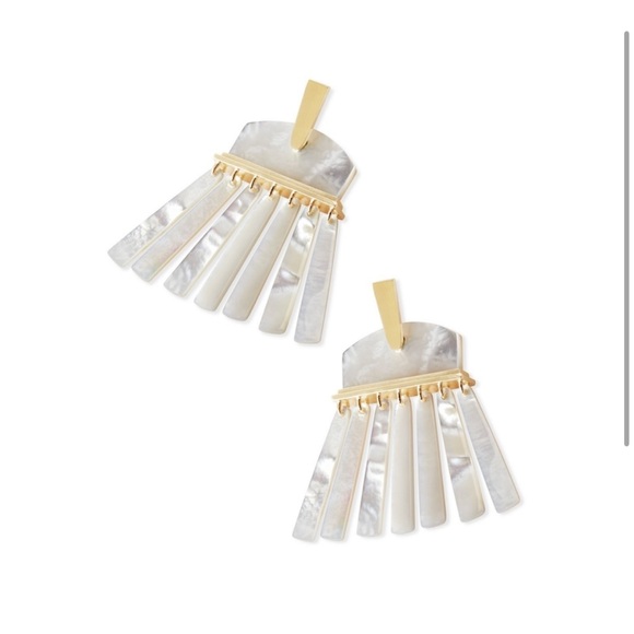 Kendra Scott mother of pearl fringe earrings - Picture 1 of 5